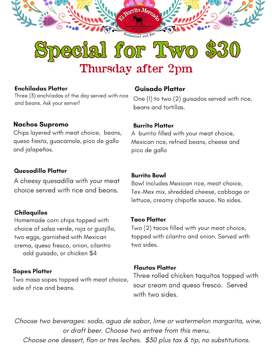 El Burrito Mercado Menu - Image 2